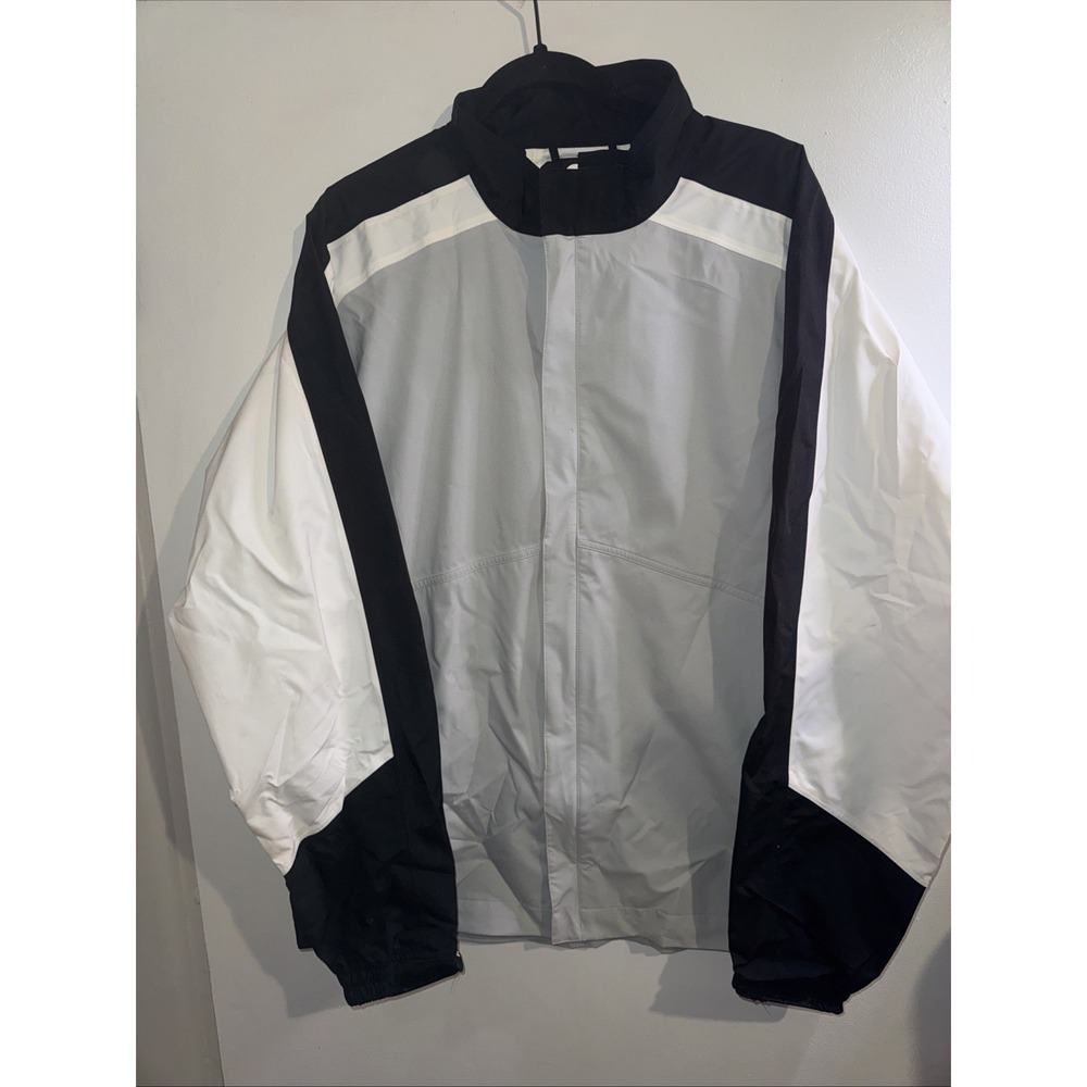 FootJoy DryJoys Golf Rain Jacket Mens Large Grey Black White Colorblock Zip Up